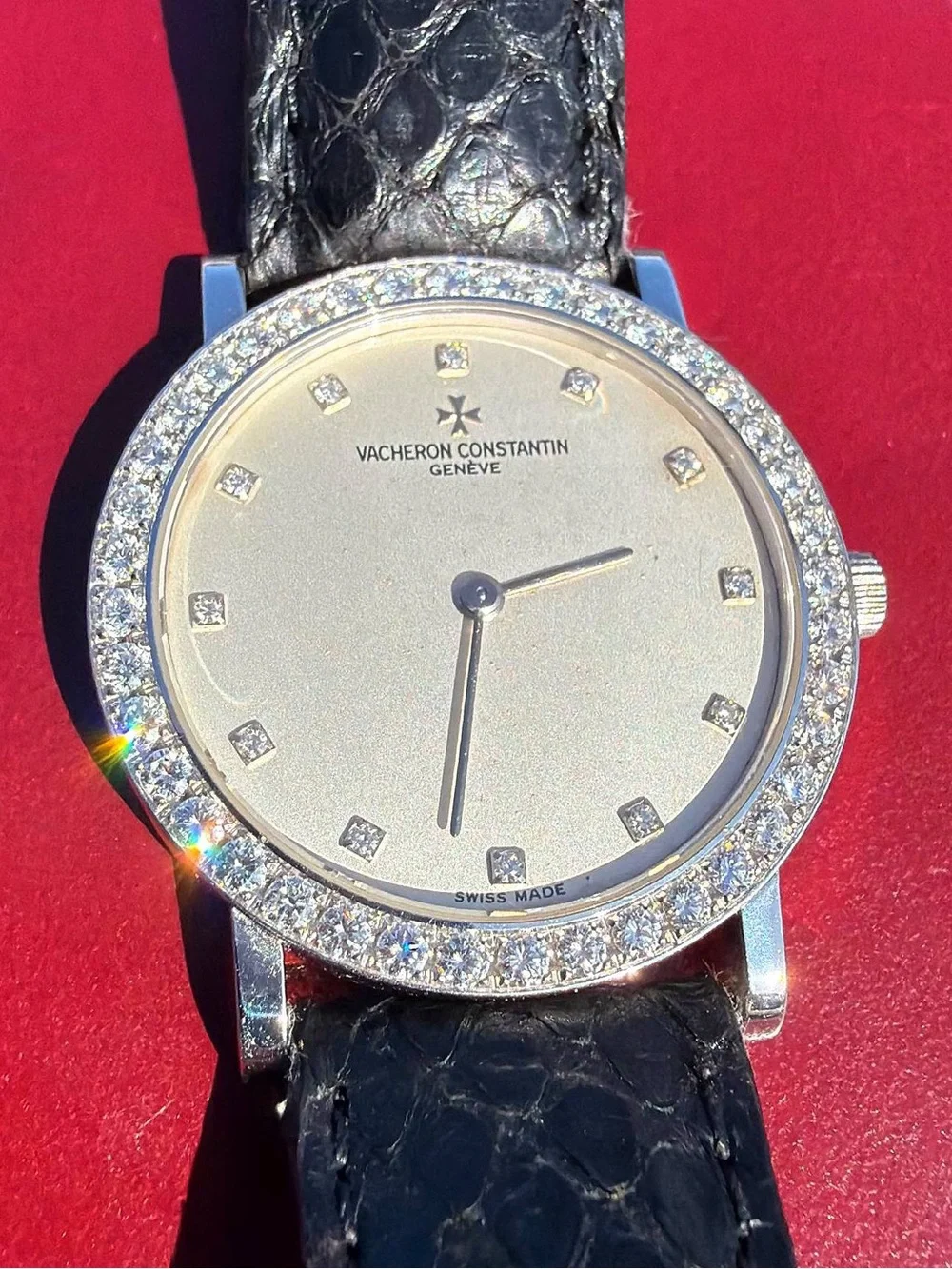 Vintage Vacheron Constantin Geneve 33mm 31540 18K White Gold Factory Diamond Bez